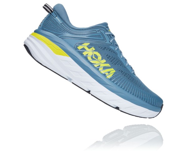 Hoka One One Bondi 7 Mens UK - Blue Road Running Shoes - RLCKN4938